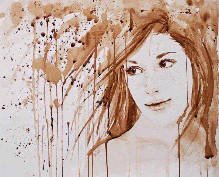 هنرنمایی با قهوه ( تصویر زن زیبا )
